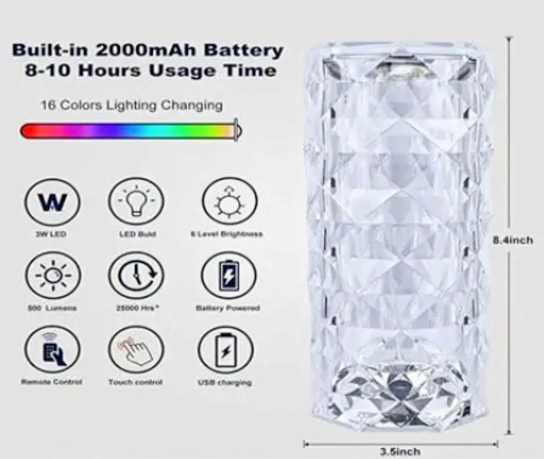 Sparkplug Rose Crystall Night Light Table lamp multicolor