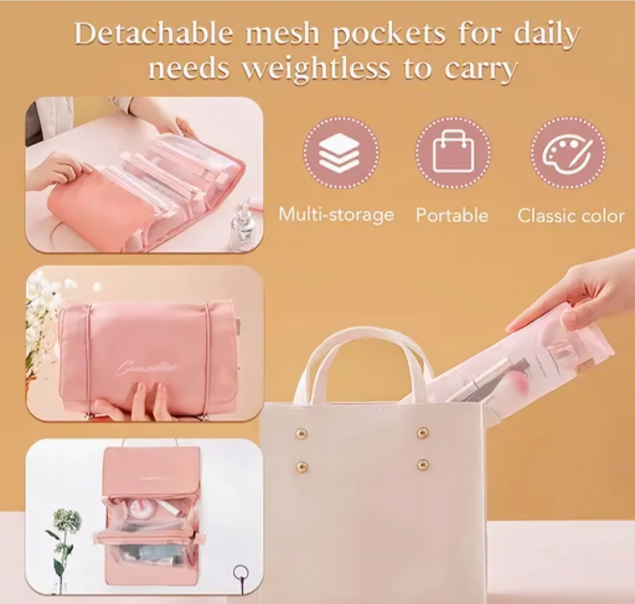 Makeup Pouch Bag 4 in 1 for Travels Cosmetic Organizer for Women