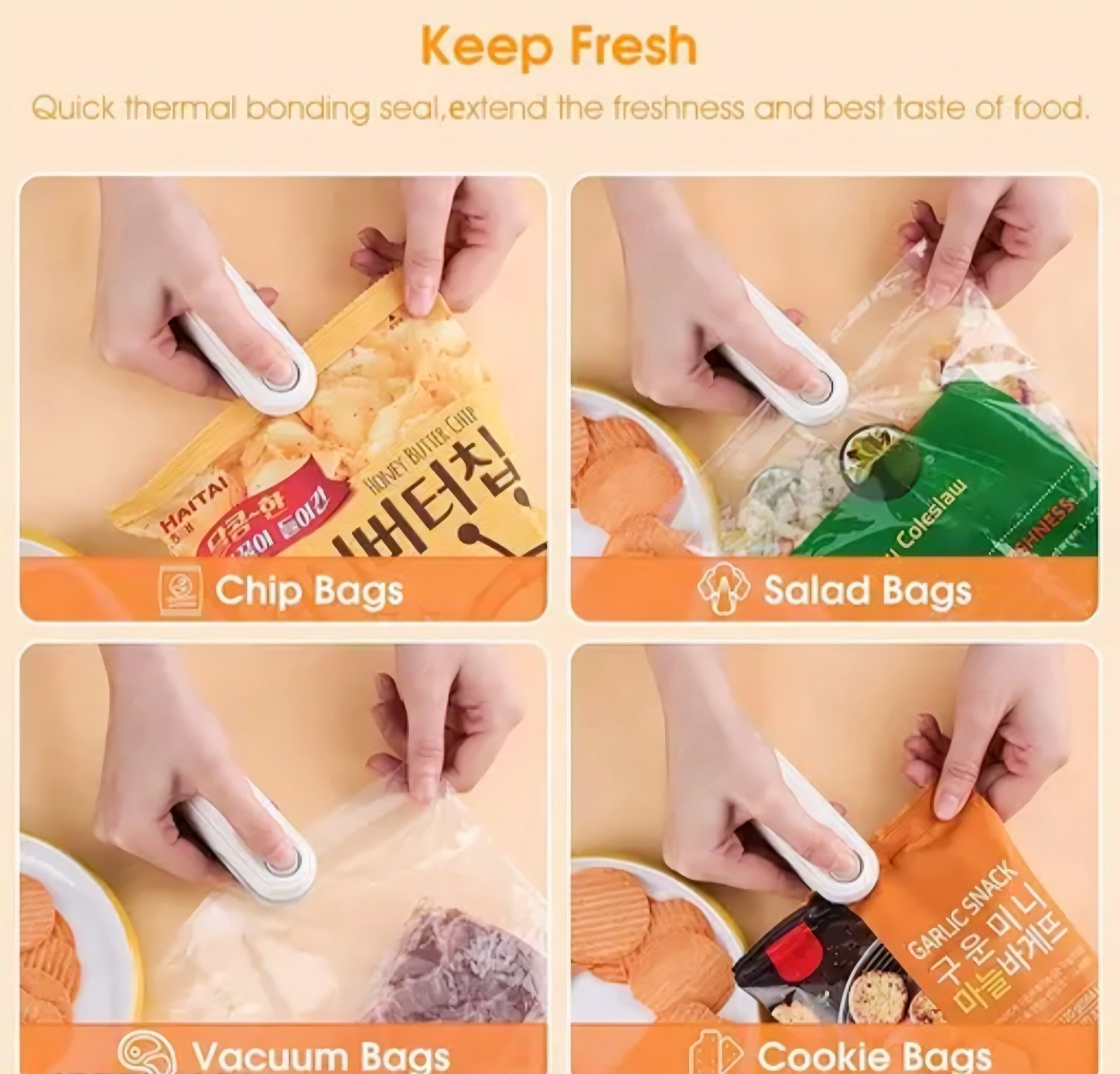 USB Rechargeable 2 in 1 Heat Sealing vacuum sealing machine Portable