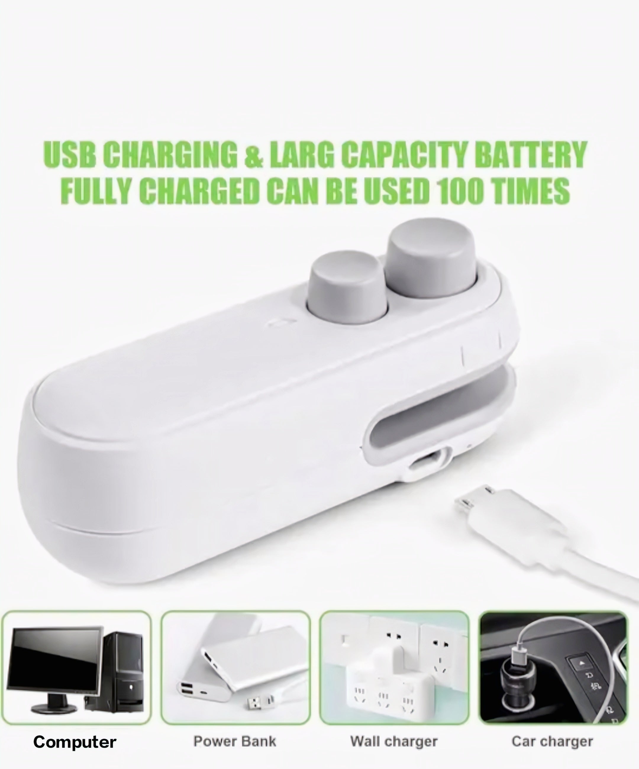 USB Rechargeable 2 in 1 Heat Sealing vacuum sealing machine Portable